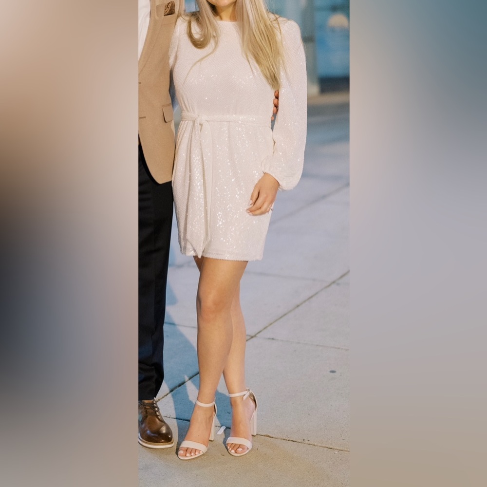 Long sleeved Jenny Yoo sequin dress